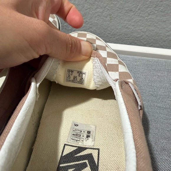 Vans Brown and White Checkered Slip-On Sneakers - Picture 4 of 6